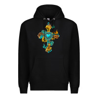 Black western cross with gemstone and sunflowers Premium Hoodie - texasbilliewilder