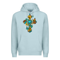 Blue Mist western cross with gemstone and sunflowers Premium Hoodie - texasbilliewilder