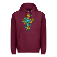 Burgundy western cross with gemstone and sunflowers Premium Hoodie - texasbilliewilder