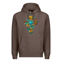 Coffee western cross with gemstone and sunflowers Premium Hoodie - texasbilliewilder