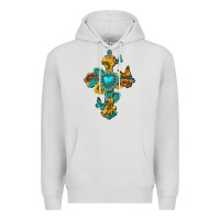 Dove Grey western cross with gemstone and sunflowers Premium Hoodie - texasbilliewilder