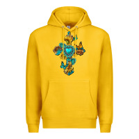 Lemon western cross with gemstone and sunflowers Premium Hoodie - texasbilliewilder