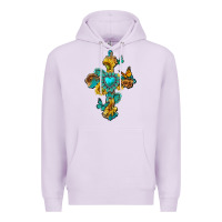 Lilac western cross with gemstone and sunflowers Premium Hoodie - texasbilliewilder