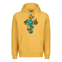 Mustard western cross with gemstone and sunflowers Premium Hoodie - texasbilliewilder