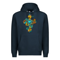 Navy western cross with gemstone and sunflowers Premium Hoodie - texasbilliewilder