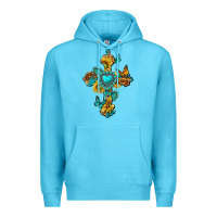 Ocean Blue western cross with gemstone and sunflowers Premium Hoodie - texasbilliewilder
