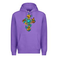 Purple western cross with gemstone and sunflowers Premium Hoodie - texasbilliewilder