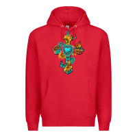 Red western cross with gemstone and sunflowers Premium Hoodie - texasbilliewilder