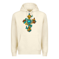Sandshell western cross with gemstone and sunflowers Premium Hoodie - texasbilliewilder