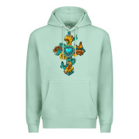 Seafoam western cross with gemstone and sunflowers Premium Hoodie - texasbilliewilder
