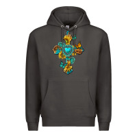 Smoke western cross with gemstone and sunflowers Premium Hoodie - texasbilliewilder