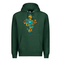 Sports Green western cross with gemstone and sunflowers Premium Hoodie - texasbilliewilder