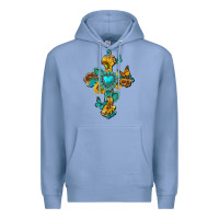Colony Blue western cross with gemstone and sunflowers Premium Hoodie - texasbilliewilder