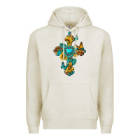 Oatmeal Heather western cross with gemstone and sunflowers Premium Hoodie - texasbilliewilder