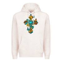 Pale Pink western cross with gemstone and sunflowers Premium Hoodie - texasbilliewilder