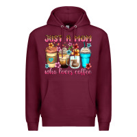 Burgundy just a mom who loves coffee Premium Hoodie - Zillion Design Studio