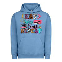 Pigment Pebble Blue eat sleep craft repeat Urban Hoodie - RanaPortraitStore