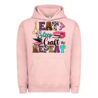 Pigment Salmon eat sleep craft repeat Urban Hoodie - RanaPortraitStore