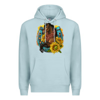 Blue Mist western horse with horseshoe Premium Hoodie - texasbilliewilder