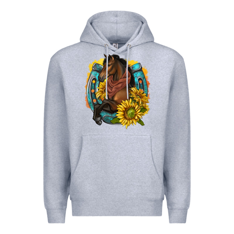 Western Horse With Horseshoe Premium Hoodie by texasbilliewilder | Teevron