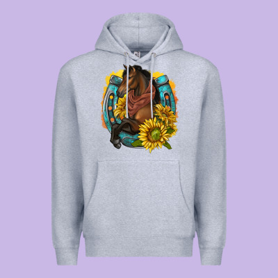 Premium Hoodie western horse with horseshoe