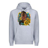 Heather Grey western horse with horseshoe Premium Hoodie - texasbilliewilder