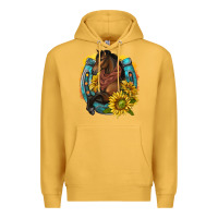 Mustard western horse with horseshoe Premium Hoodie - texasbilliewilder