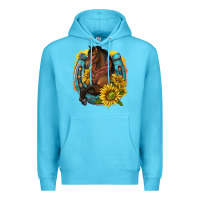 Ocean Blue western horse with horseshoe Premium Hoodie - texasbilliewilder