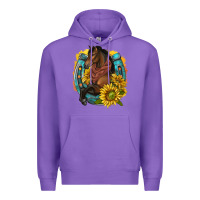 Purple western horse with horseshoe Premium Hoodie - texasbilliewilder