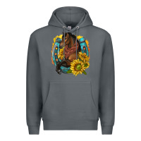 Rock western horse with horseshoe Premium Hoodie - texasbilliewilder