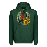 Sports Green western horse with horseshoe Premium Hoodie - texasbilliewilder