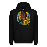 Black western horse with horseshoe Premium Hoodie - texasbilliewilder