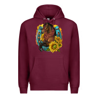 Burgundy western horse with horseshoe Premium Hoodie - texasbilliewilder