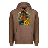 Chestnut western horse with horseshoe Premium Hoodie - texasbilliewilder