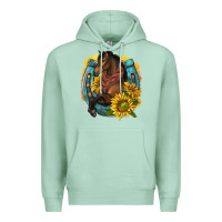 Seafoam western horse with horseshoe Premium Hoodie - texasbilliewilder