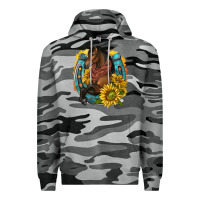 Slate Camo western horse with horseshoe Premium Hoodie - texasbilliewilder