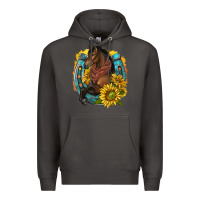 Smoke western horse with horseshoe Premium Hoodie - texasbilliewilder
