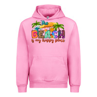 Fuchsia Pink the beach is my happy place Urban Hoodie - RanaPortraitStore