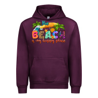 Mauve Wine the beach is my happy place Urban Hoodie - RanaPortraitStore