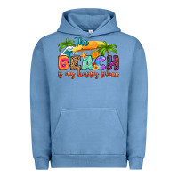 Pigment Pebble Blue the beach is my happy place Urban Hoodie - RanaPortraitStore