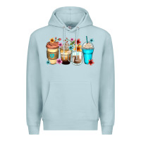 Blue Mist flowers with coffee Premium Hoodie - Zillion Design Studio