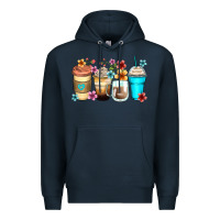 Navy flowers with coffee Premium Hoodie - Zillion Design Studio