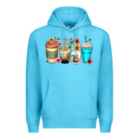 Ocean Blue flowers with coffee Premium Hoodie - Zillion Design Studio