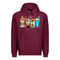 Burgundy flowers with coffee Premium Hoodie - Zillion Design Studio