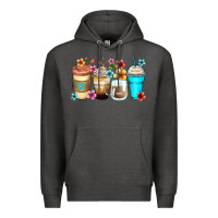 Charcoal Heather flowers with coffee Premium Hoodie - Zillion Design Studio