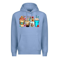 Colony Blue flowers with coffee Premium Hoodie - Zillion Design Studio
