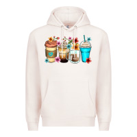 Pale Pink flowers with coffee Premium Hoodie - Zillion Design Studio