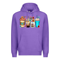 Purple flowers with coffee Premium Hoodie - Zillion Design Studio