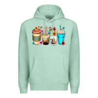 Seafoam flowers with coffee Premium Hoodie - Zillion Design Studio