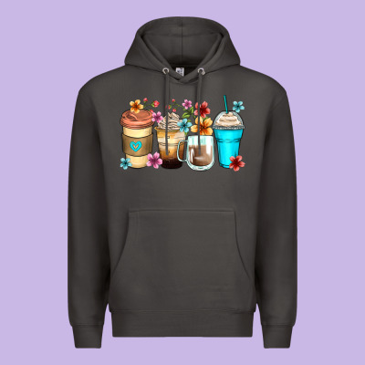 Flowers With Coffee Premium Hoodie Designed By Zillion Design Studio
